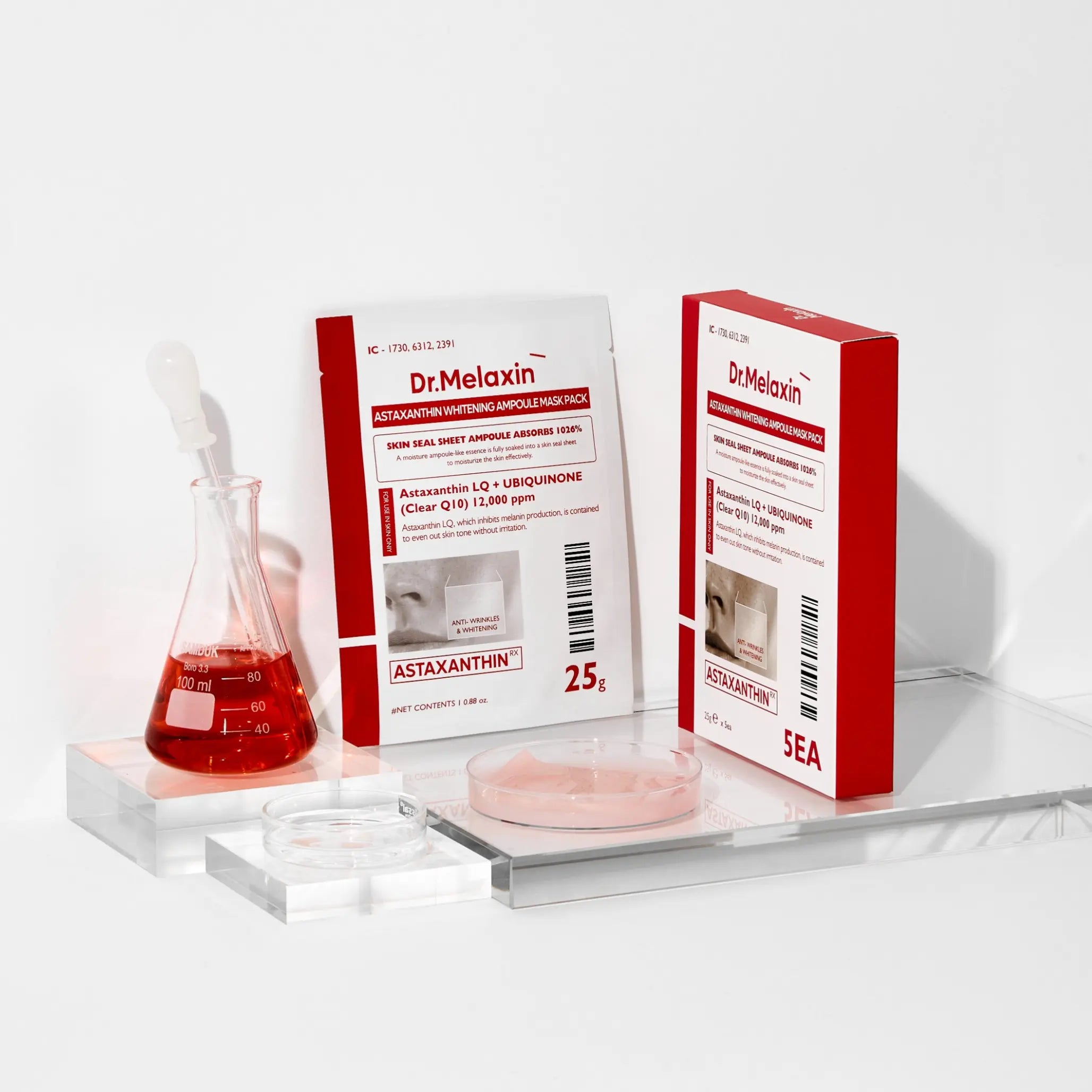 Освітлююча тканинна маска з астаксантином та транексамовою кислотою Dr.Melaxin Astaxanthin Whitening Ampoule Mask-thumbmail-2