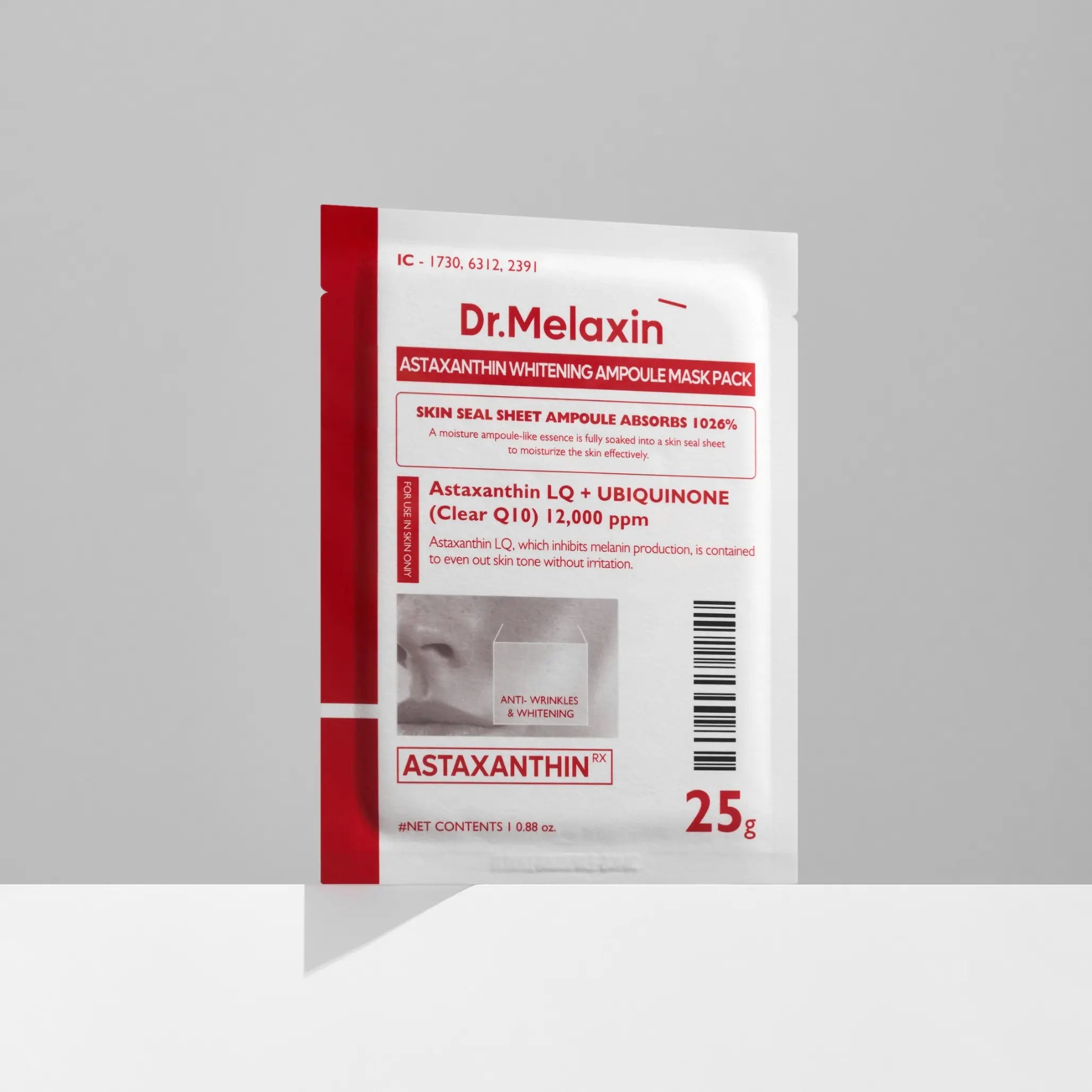 Освітлююча тканинна маска з астаксантином та транексамовою кислотою Dr.Melaxin Astaxanthin Whitening Ampoule Mask-thumbmail-4