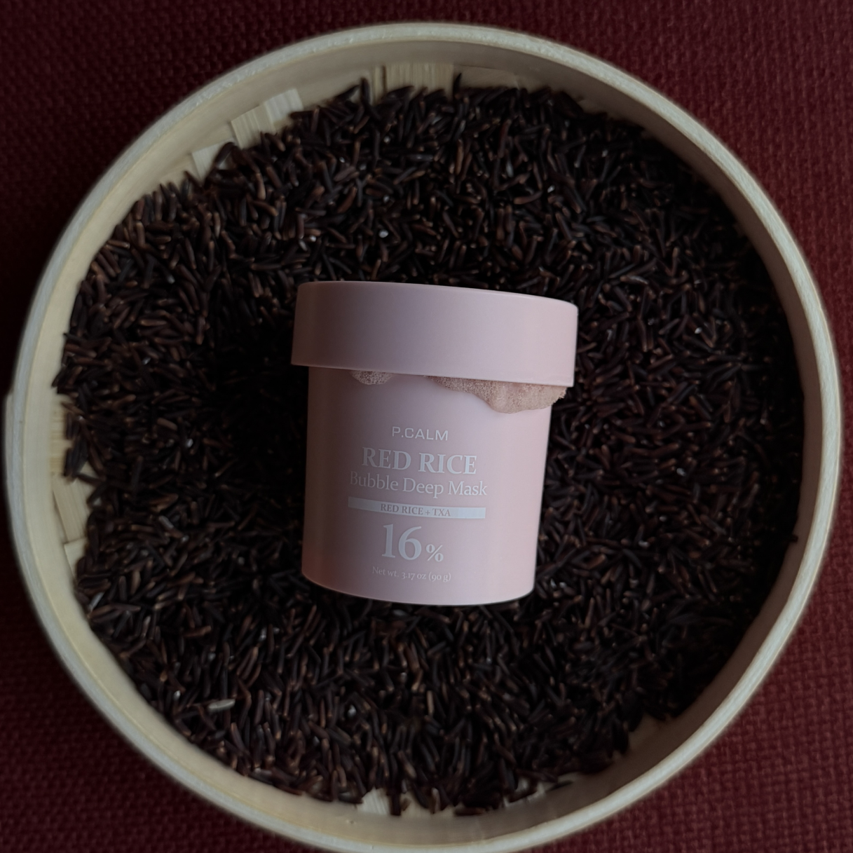 Бульбашкова корейська освітлювальна маска з червоним рисом P.CALM Red Rice Bubble Deep Mask